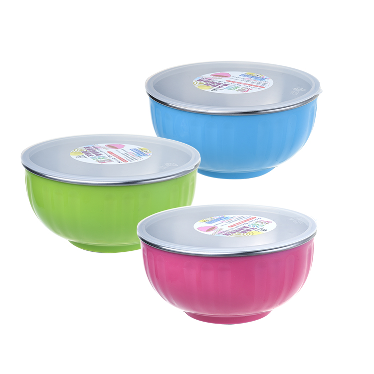 136炫彩不鏽鋼隔熱碗-塑膠蓋1000cc(特價品)
