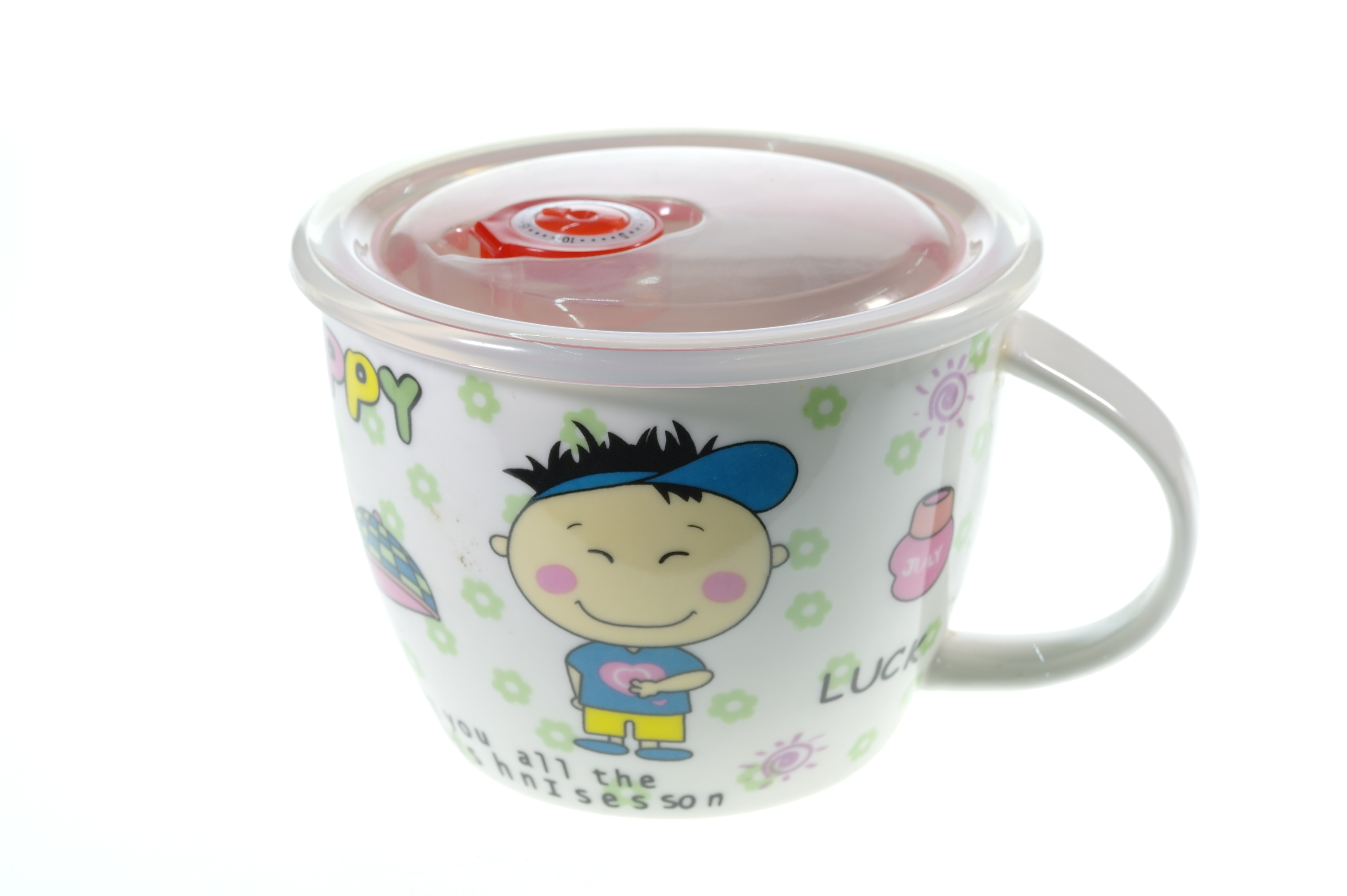 AR423A陶瓷保鮮湯杯(藍 紅玫瑰)-特價品