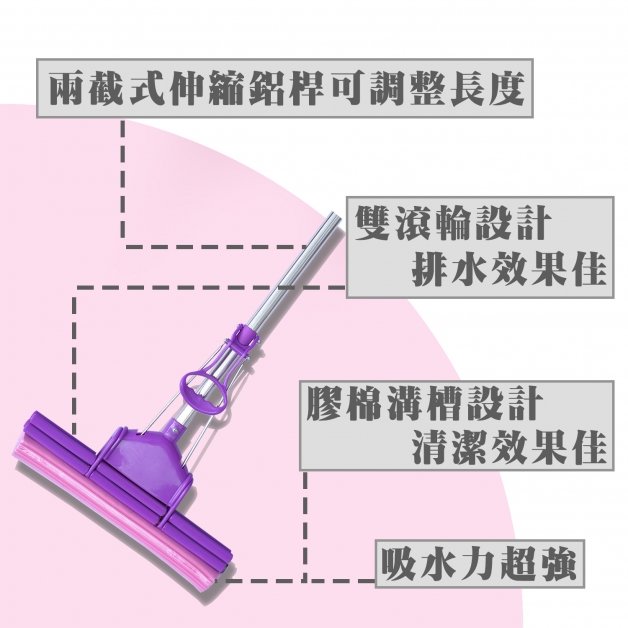 B1506大面積雙滾輪膠棉拖把