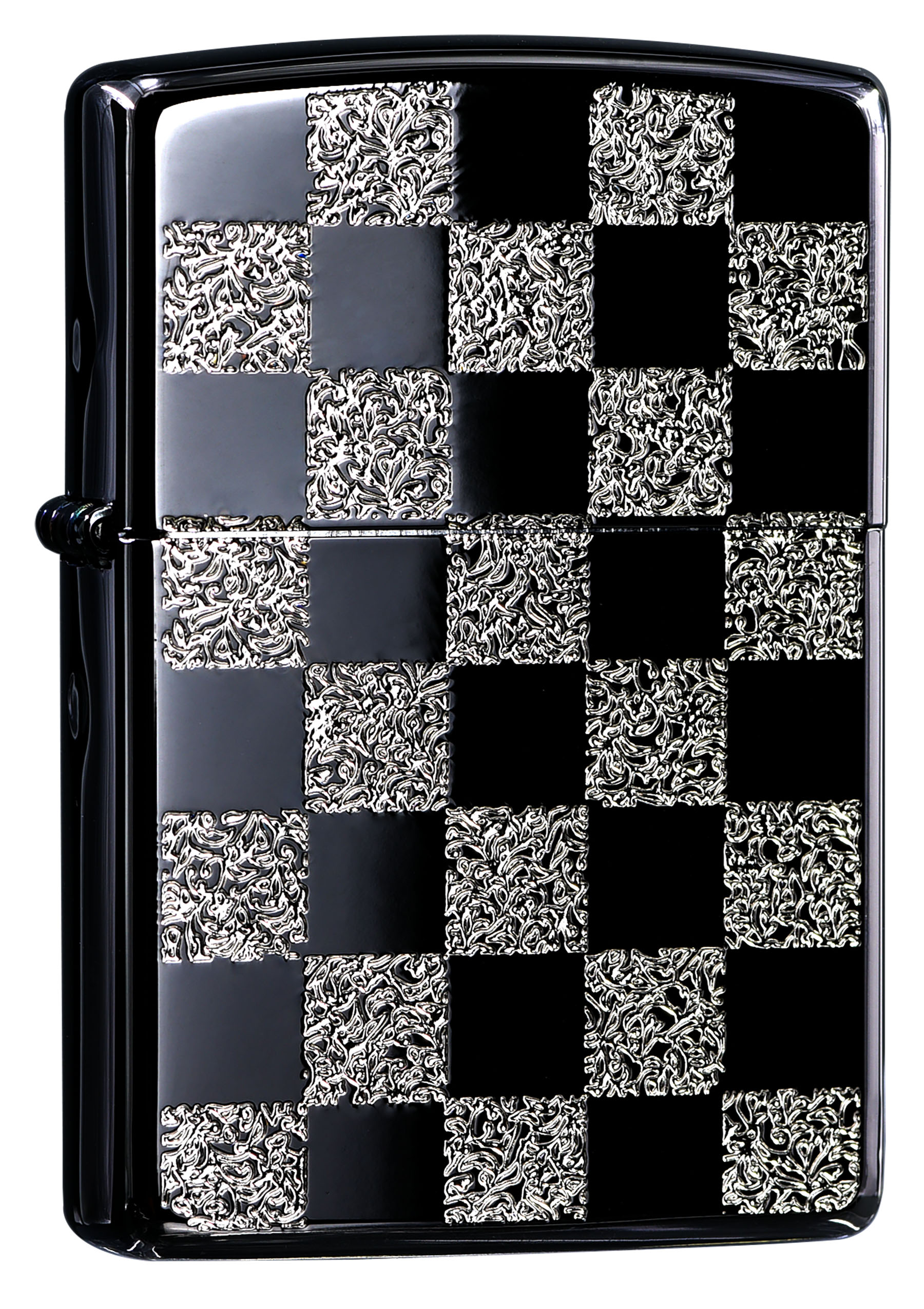 ZA-3-145B 西洋棋盤(黑銀+亮銀)防風打火機