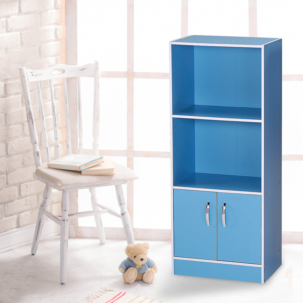 KD1022三層雙門彩色書櫃(藍.粉)48cm x 30cm x115cm