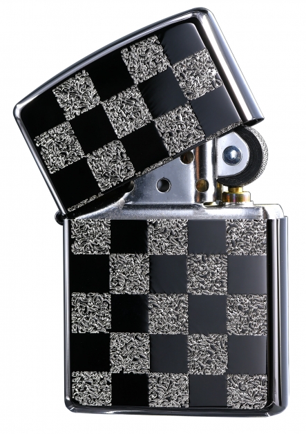 ZA-3-145B 西洋棋盤(黑銀+亮銀)防風打火機