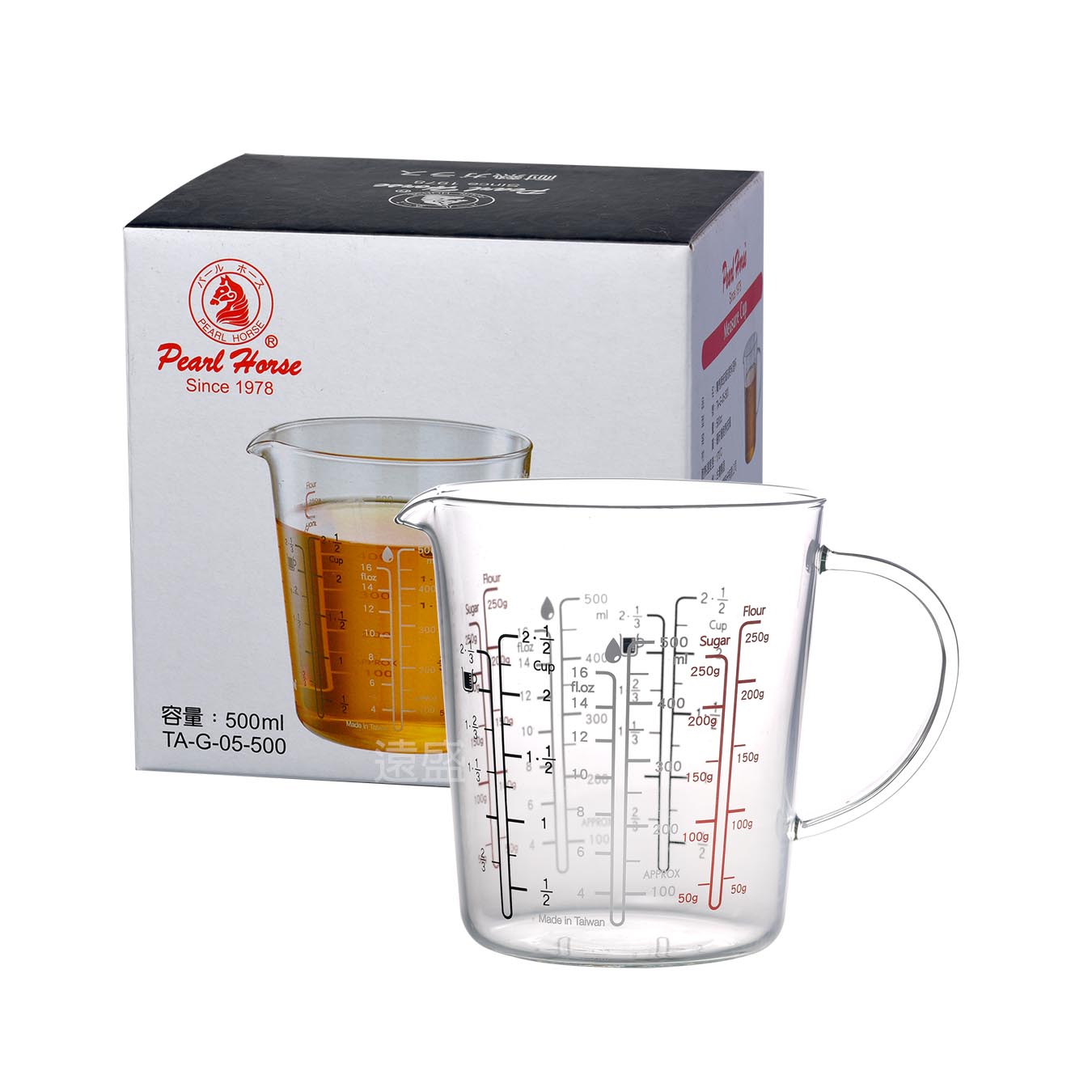TAG05500寶馬牌玻璃刻度料理杯500cc