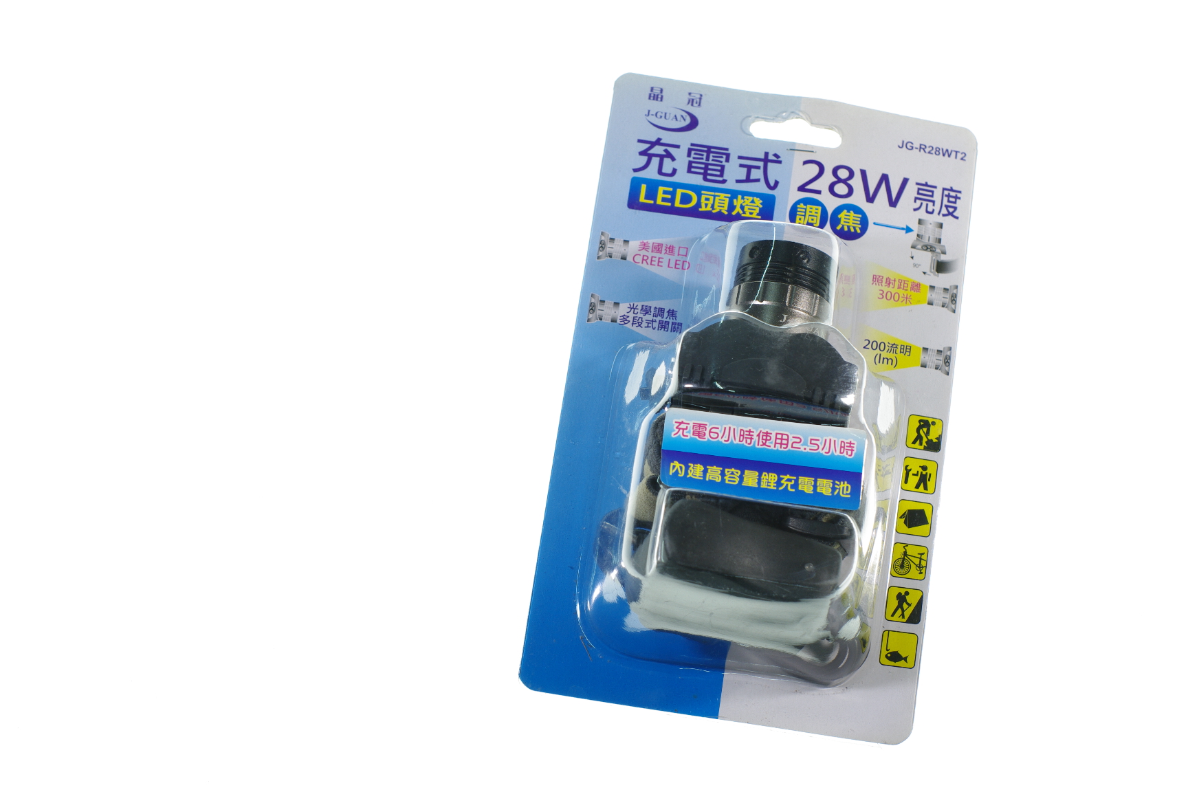 JG-R28WT2晶冠充電式28W亮度LED頭燈