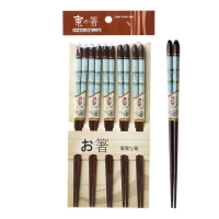 ATU1015 天圓箸鐵木圓頭藍櫻花筷23cm 5入